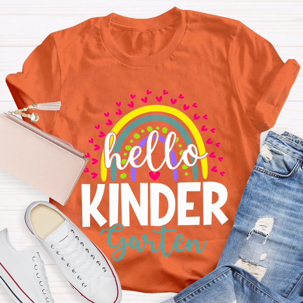 Personalized Grade Hello Kinder Garten Back To School Pink Heart T-shirt