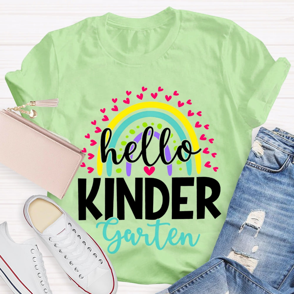 Personalized Grade Hello Kinder Garten Back To School Pink Heart T-shirt