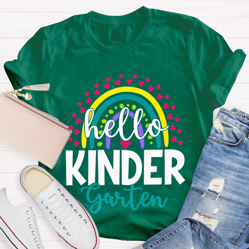 Personalized Grade Hello Kinder Garten Back To School Pink Heart T-shirt