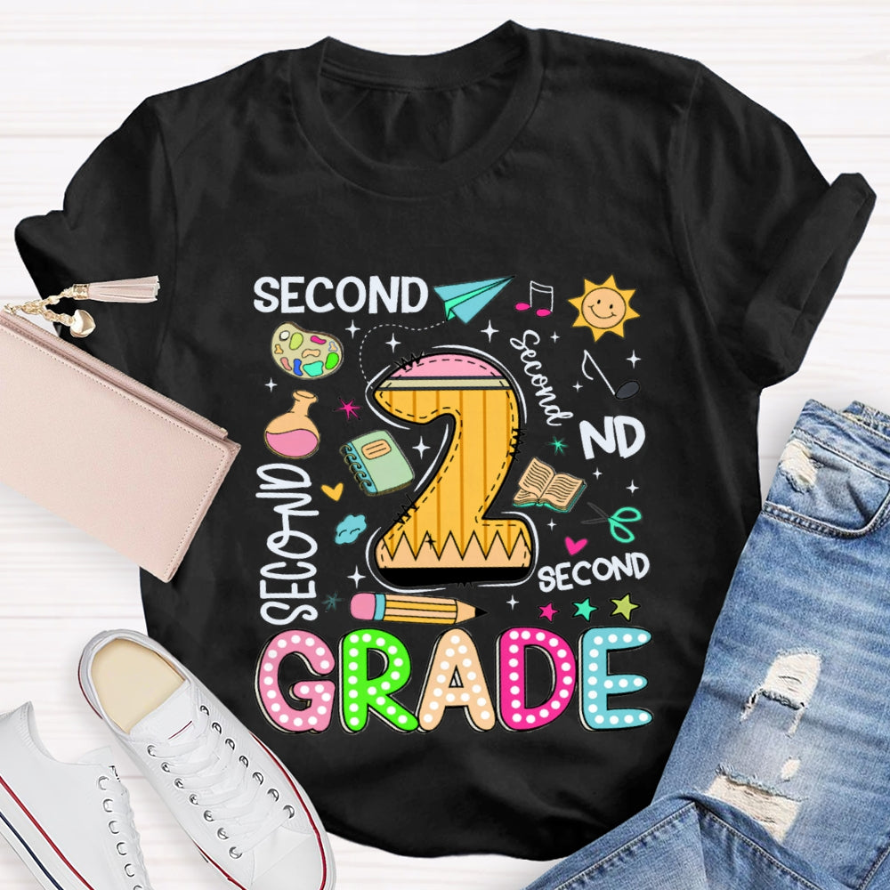 Personalized Grade Second Grade Paper Airplane And Sun T-shirt