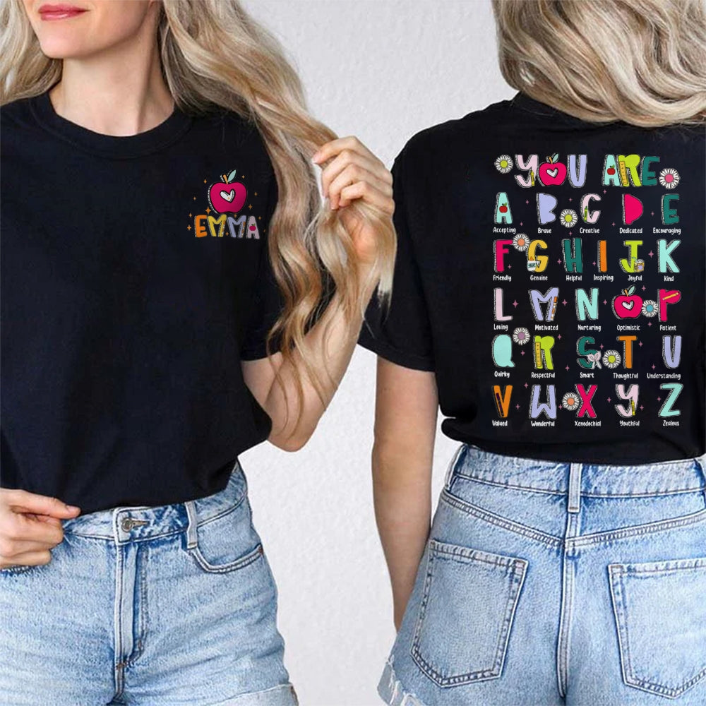 Personalized Name You Are Accepting Brave Creative Dedicated Kind Loving Friendly Double Printed T-shirt