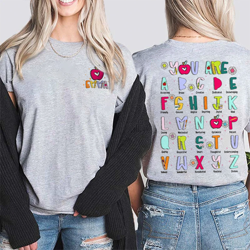 Personalized Name You Are Accepting Brave Creative Dedicated Kind Loving Friendly Double Printed T-shirt