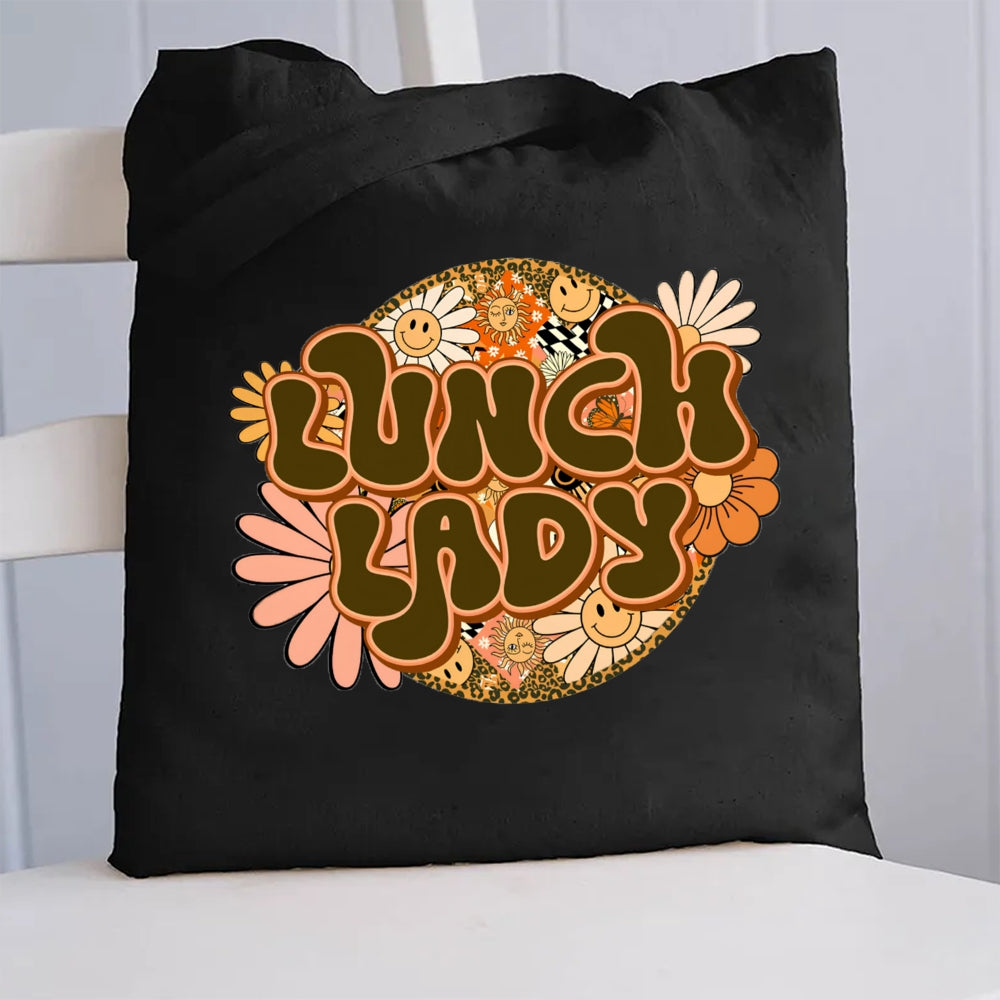 Floral Lunch Lady Canvas Tote Bag