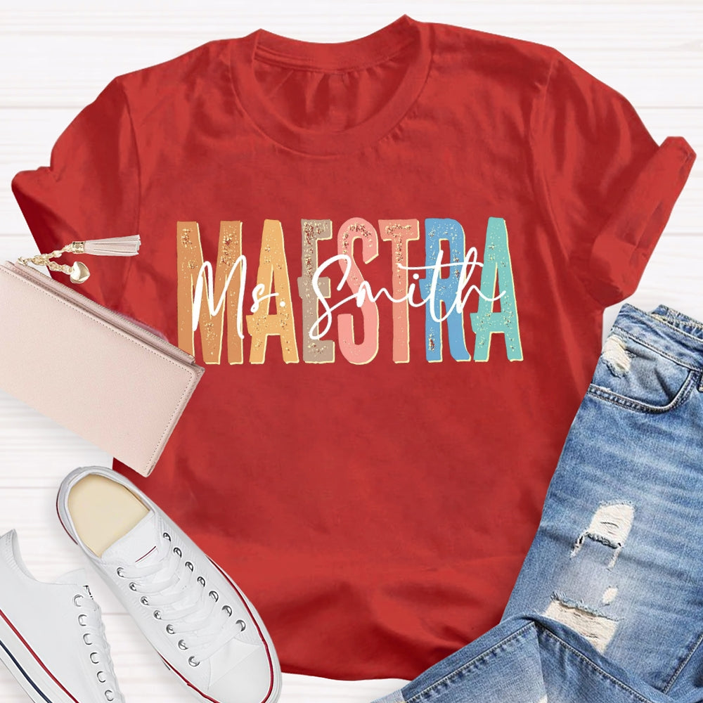 Personalized Name Maestra Bilingual Teacher T-shirt