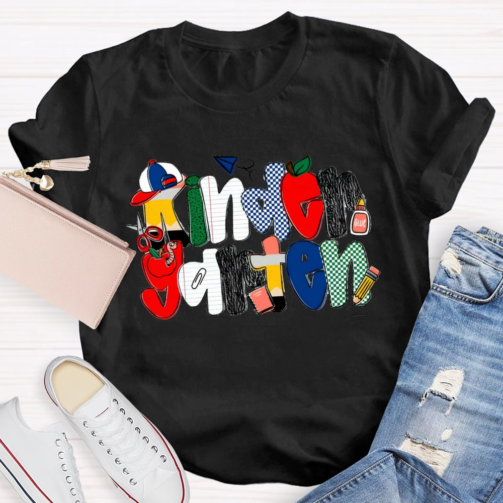 Personalized Grade Kindergarten Colorful Dots T-shirt