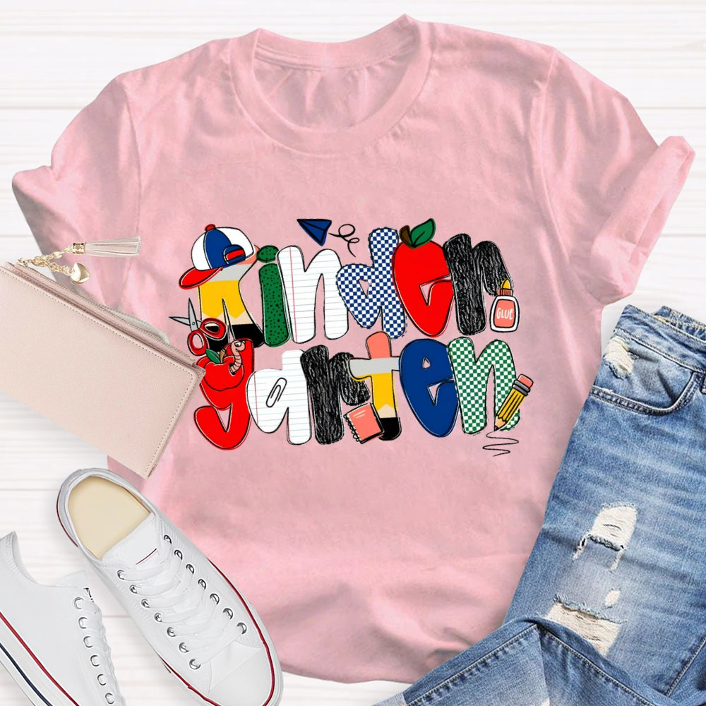 Personalized Grade Kindergarten Colorful Dots T-shirt