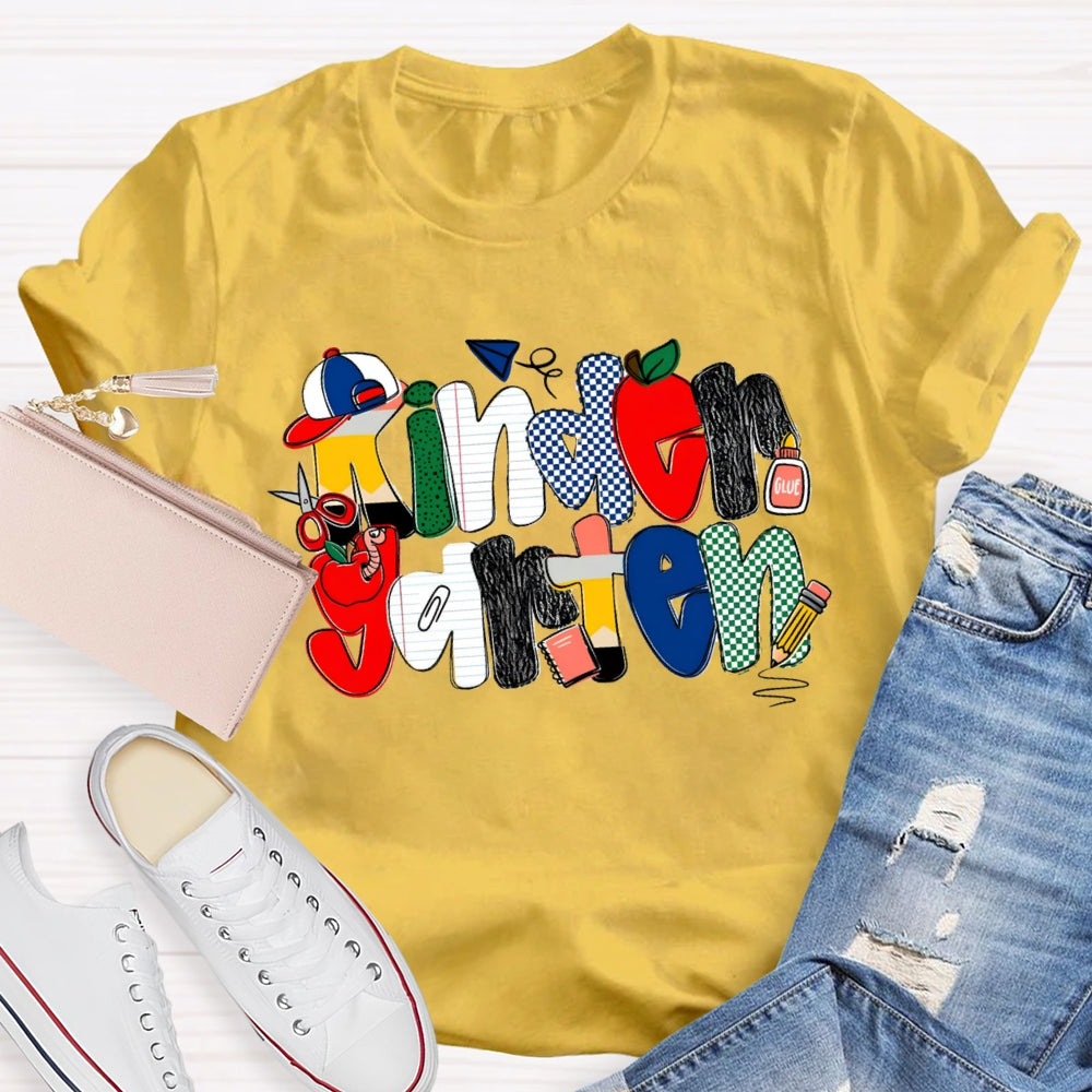 Personalized Grade Kindergarten Colorful Dots T-shirt