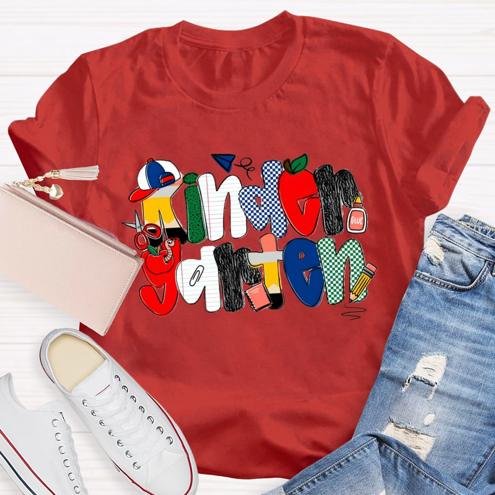 Personalized Grade Kindergarten Colorful Dots T-shirt