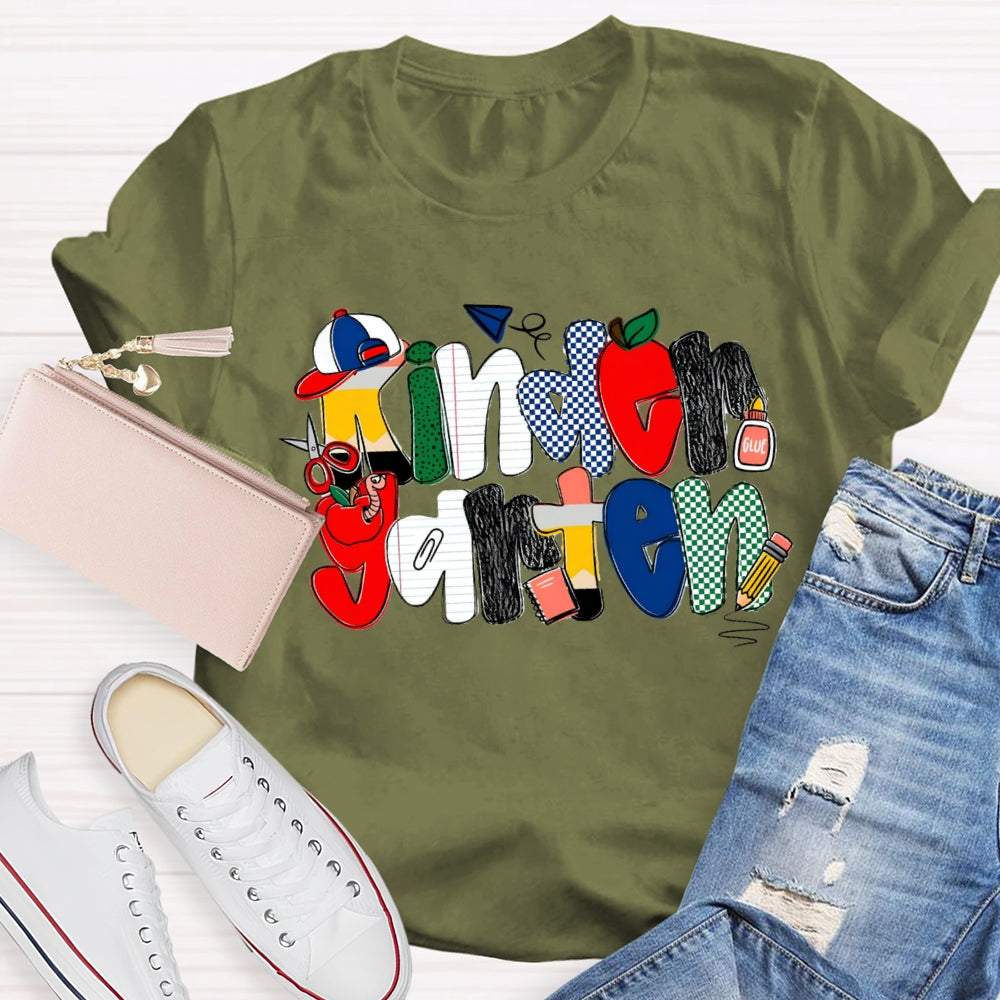 Personalized Grade Kindergarten Colorful Dots T-shirt