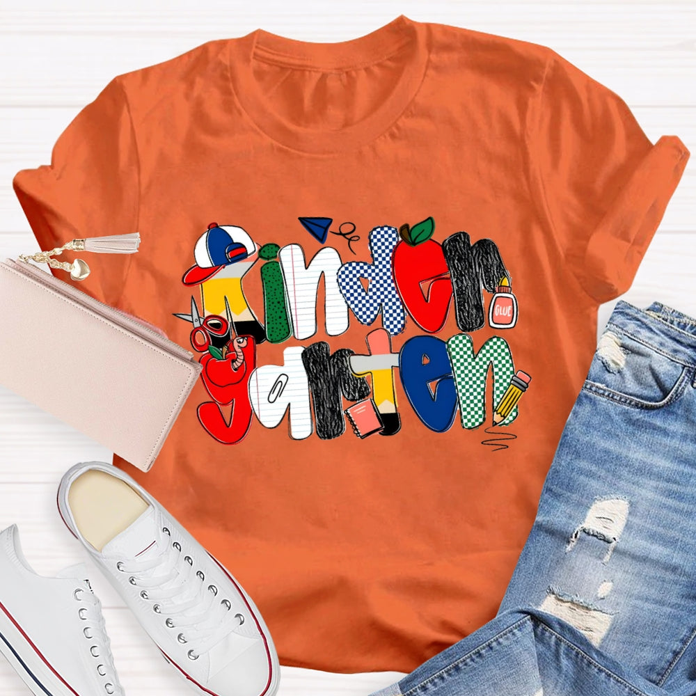 Personalized Grade Kindergarten Colorful Dots T-shirt