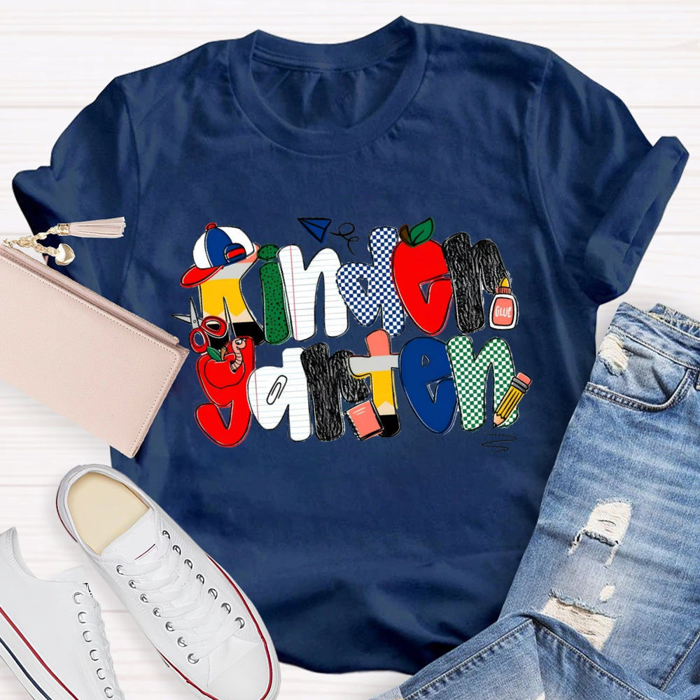 Personalized Grade Kindergarten Colorful Dots T-shirt