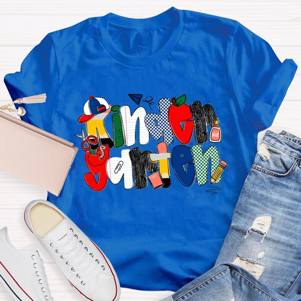 Personalized Grade Kindergarten Colorful Dots T-shirt