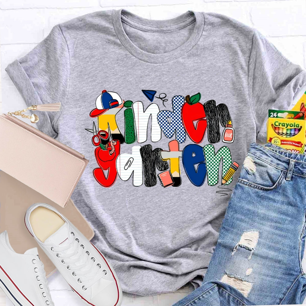 Personalized Grade Kindergarten Colorful Dots T-shirt