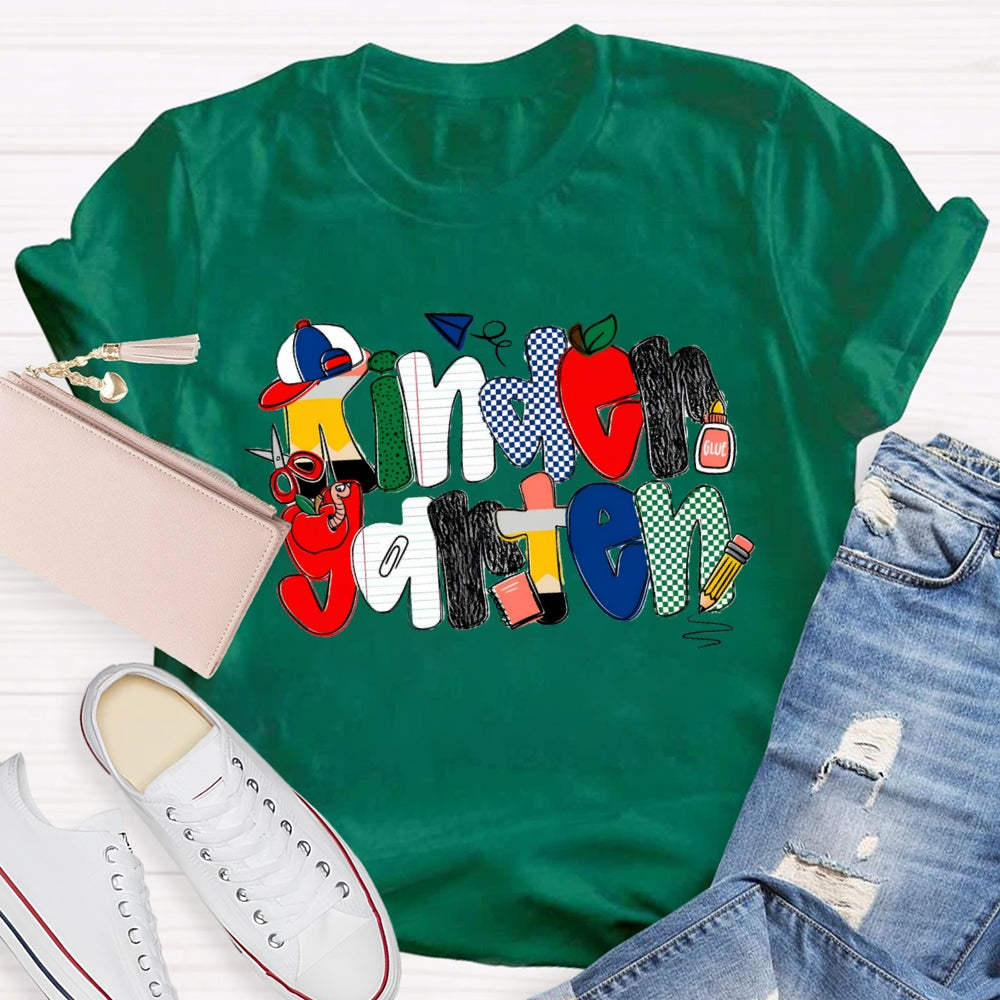 Personalized Grade Kindergarten Colorful Dots T-shirt