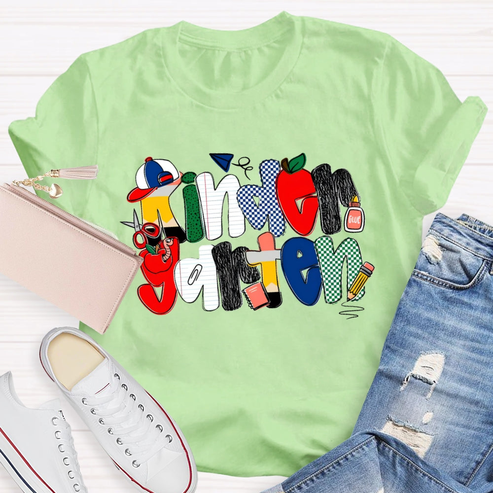 Personalized Grade Kindergarten Colorful Dots T-shirt