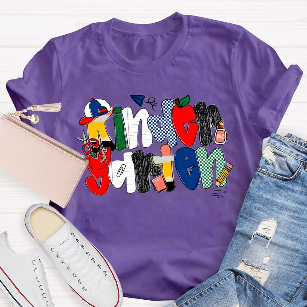 Personalized Grade Kindergarten Colorful Dots T-shirt