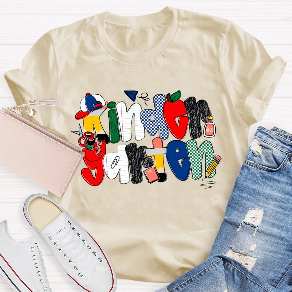Personalized Grade Kindergarten Colorful Dots T-shirt