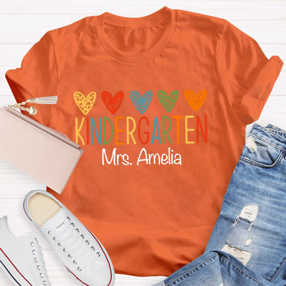 Personalized Grade And Name Colorful Little Hearts T-shirt