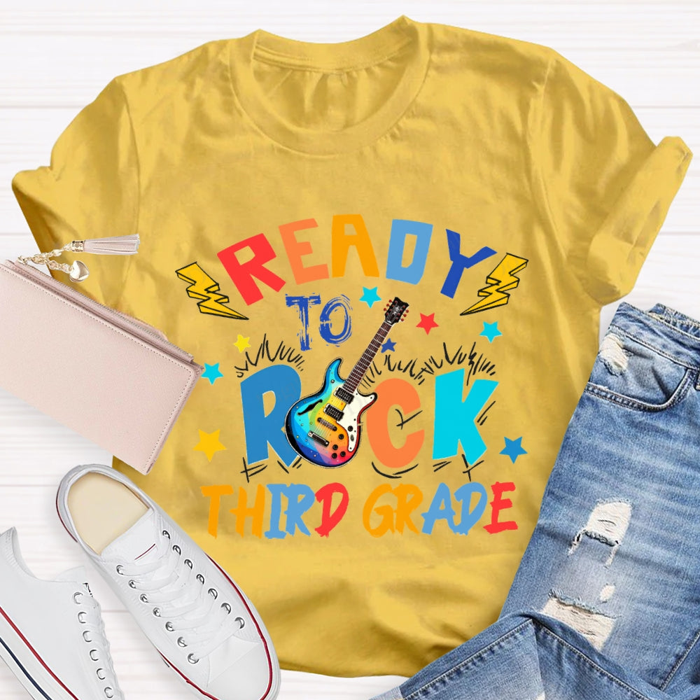 Personalized Grade Third Grade Ready To Rock Guitar T-shirt