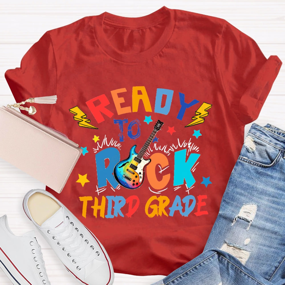 Personalized Grade Third Grade Ready To Rock Guitar T-shirt