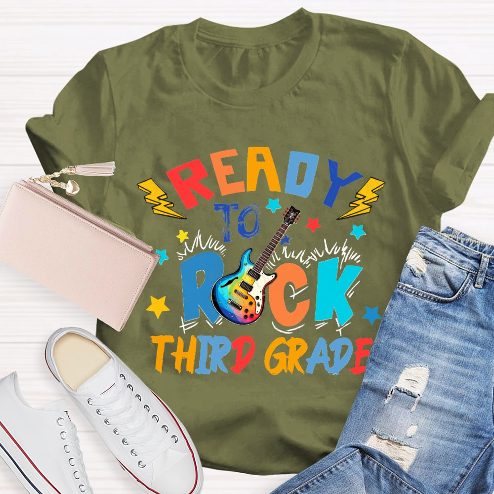 Personalized Grade Third Grade Ready To Rock Guitar T-shirt