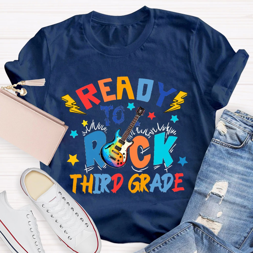 Personalized Grade Third Grade Ready To Rock Guitar T-shirt