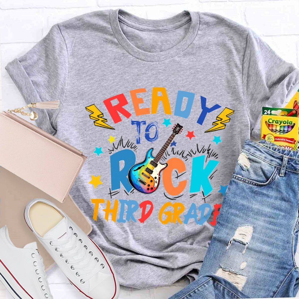 Personalized Grade Third Grade Ready To Rock Guitar T-shirt
