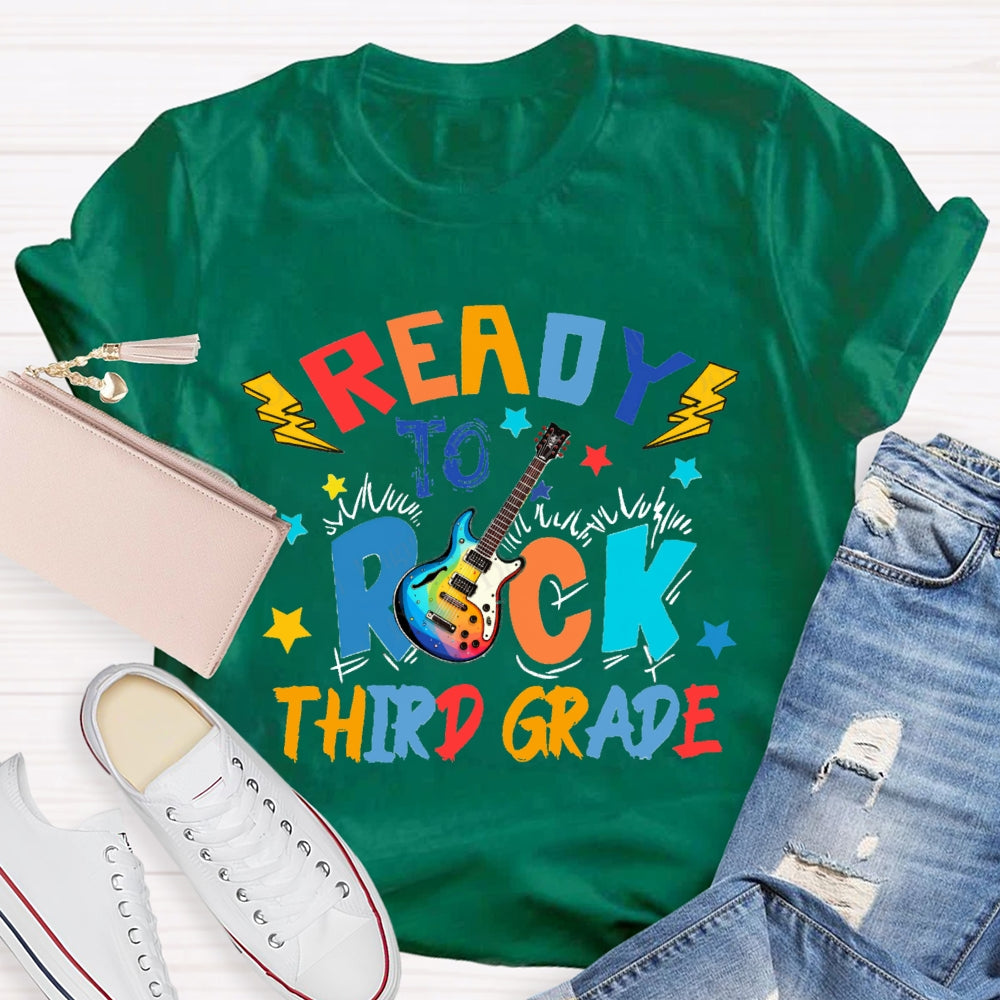 Personalized Grade Third Grade Ready To Rock Guitar T-shirt