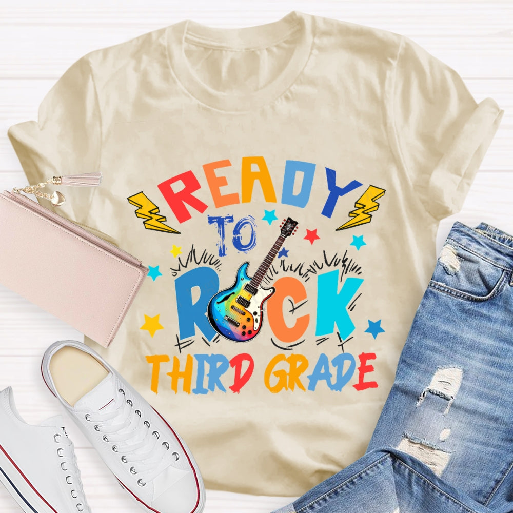 Personalized Grade Third Grade Ready To Rock Guitar T-shirt