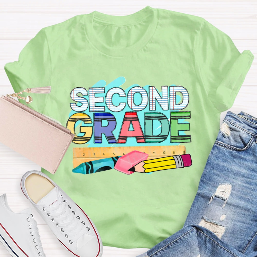 Personalized Grade Second Grade Pencil Eraser Ruler T-shirt