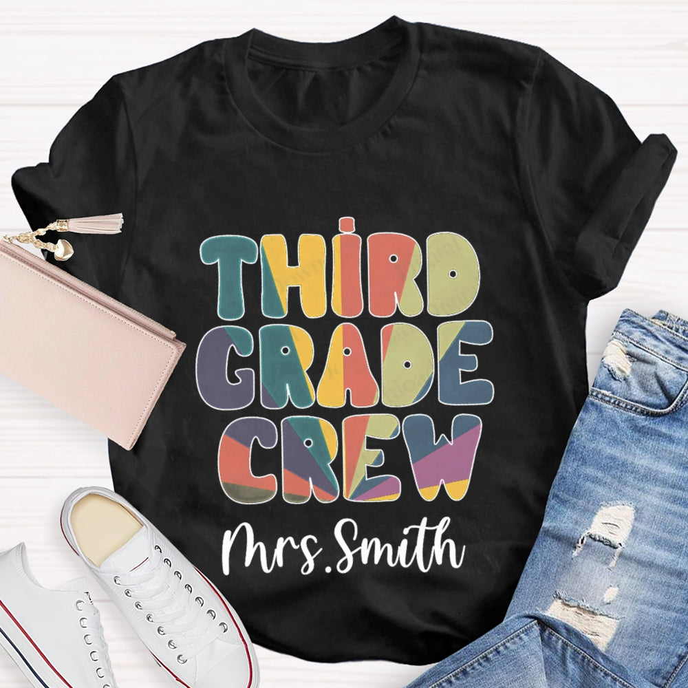 Personalized Grade And Name Colorful Gradient Effect Print T-Shirt