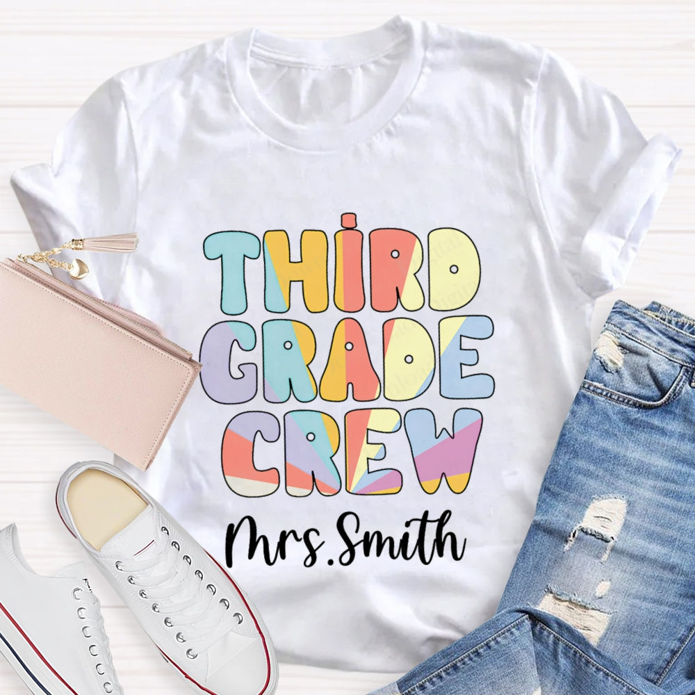 Personalized Grade And Name Colorful Gradient Effect Print T-Shirt