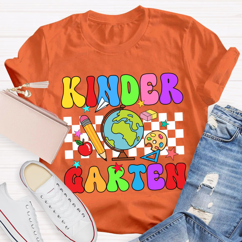 Personalized Grade And Name Checkerboard Globe T-Shirt