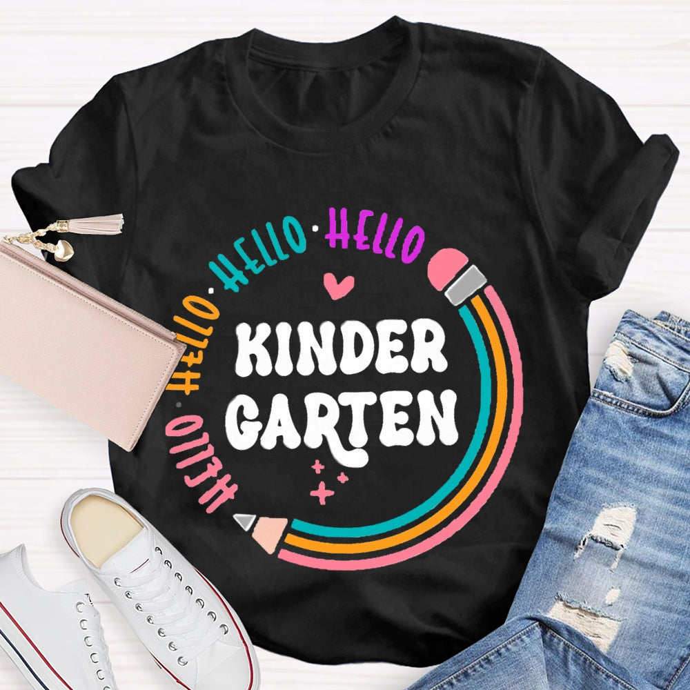 Personalized Grade Hello Kinder Garten Colored Pencils T-shirt