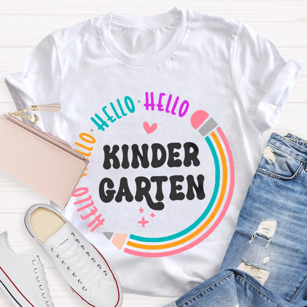 Personalized Grade Hello Kinder Garten Colored Pencils T-shirt