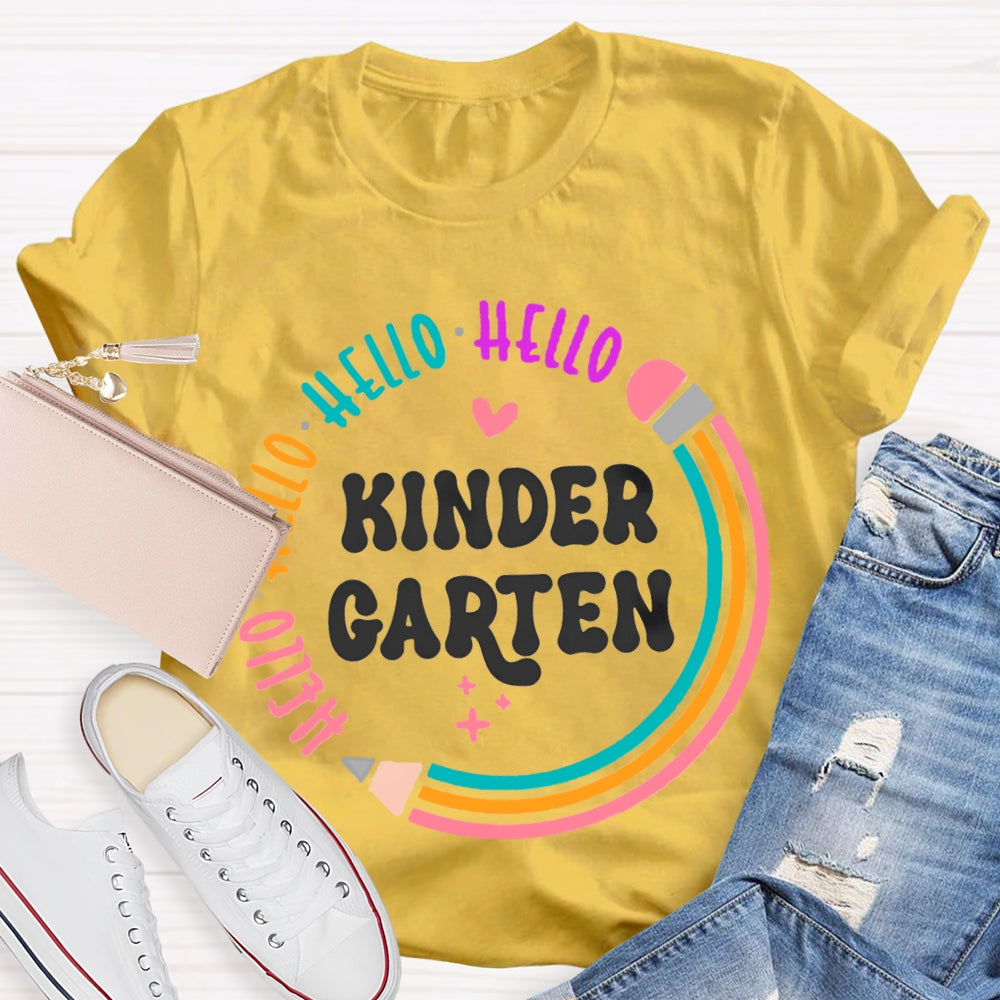 Personalized Grade Hello Kinder Garten Colored Pencils T-shirt
