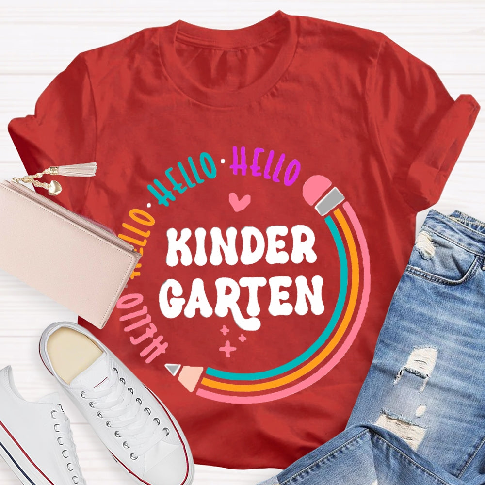 Personalized Grade Hello Kinder Garten Colored Pencils T-shirt
