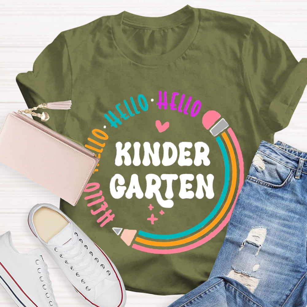 Personalized Grade Hello Kinder Garten Colored Pencils T-shirt