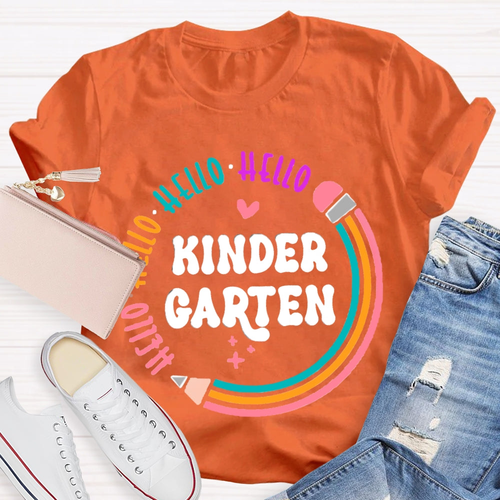 Personalized Grade Hello Kinder Garten Colored Pencils T-shirt
