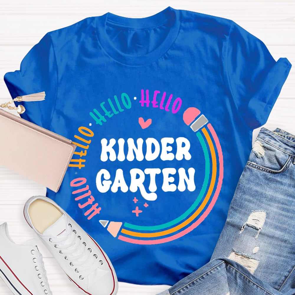 Personalized Grade Hello Kinder Garten Colored Pencils T-shirt
