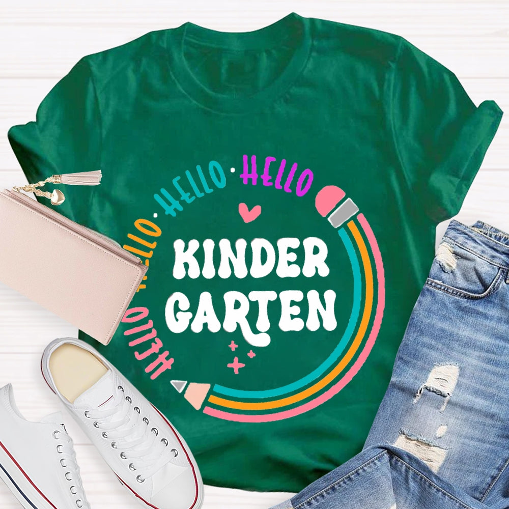 Personalized Grade Hello Kinder Garten Colored Pencils T-shirt