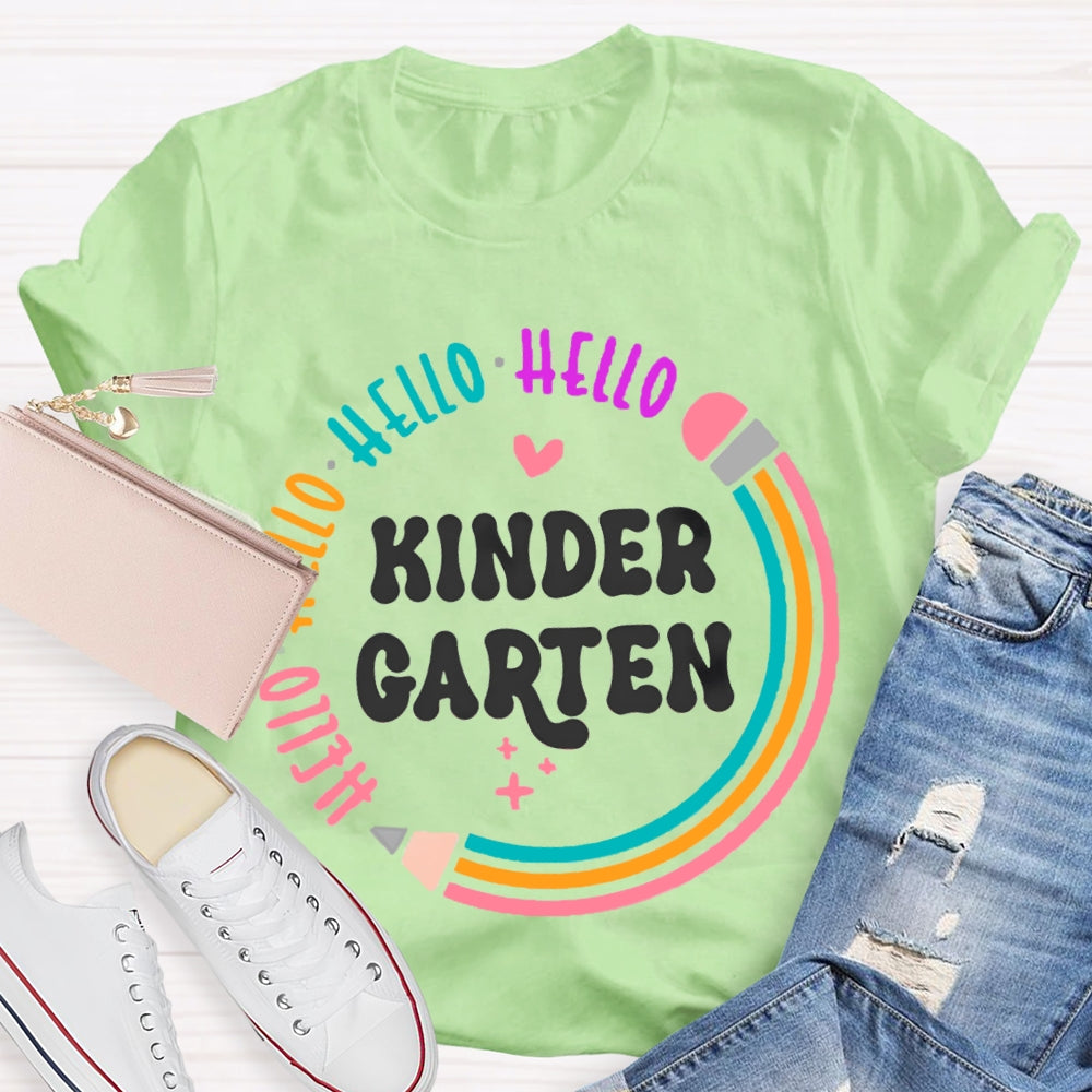 Personalized Grade Hello Kinder Garten Colored Pencils T-shirt