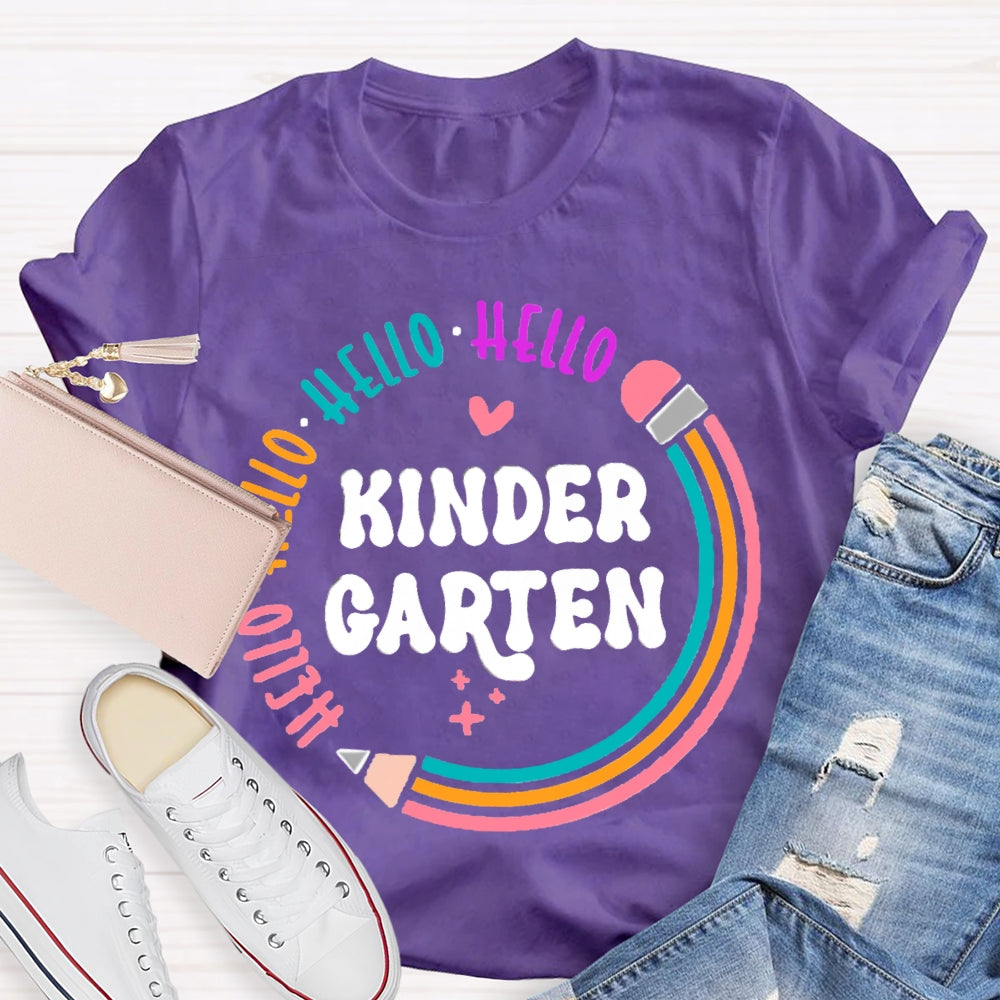 Personalized Grade Hello Kinder Garten Colored Pencils T-shirt