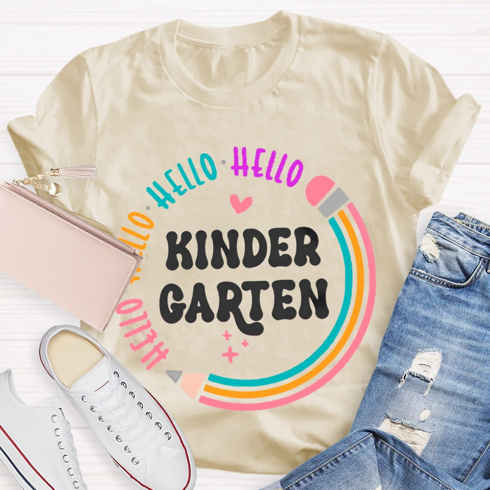 Personalized Grade Hello Kinder Garten Colored Pencils T-shirt