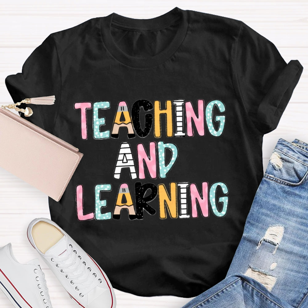 Teacher And Learning Colorful Tie-Dye Print T-shirt
