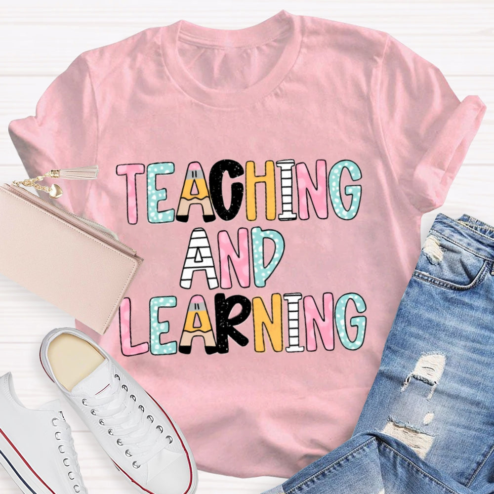 Teacher And Learning Colorful Tie-Dye Print T-shirt