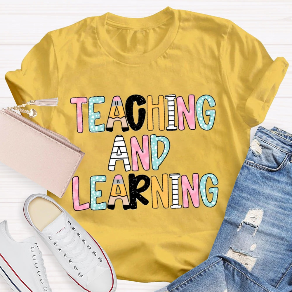 Teacher And Learning Colorful Tie-Dye Print T-shirt