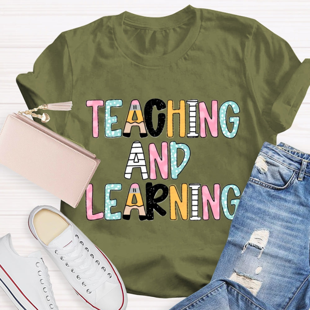 Teacher And Learning Colorful Tie-Dye Print T-shirt