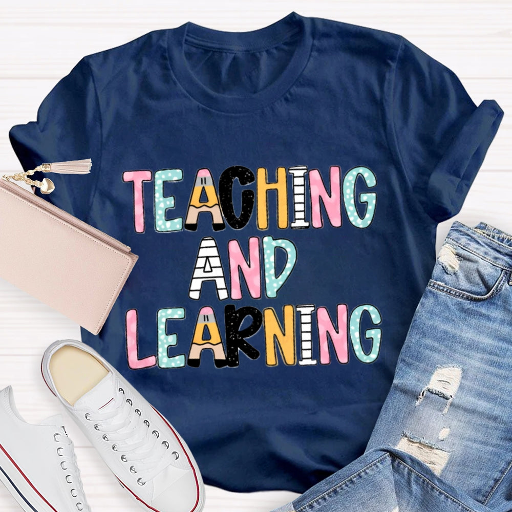 Teacher And Learning Colorful Tie-Dye Print T-shirt