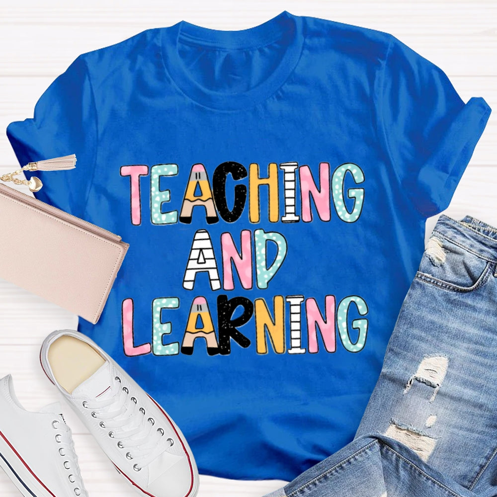 Teacher And Learning Colorful Tie-Dye Print T-shirt